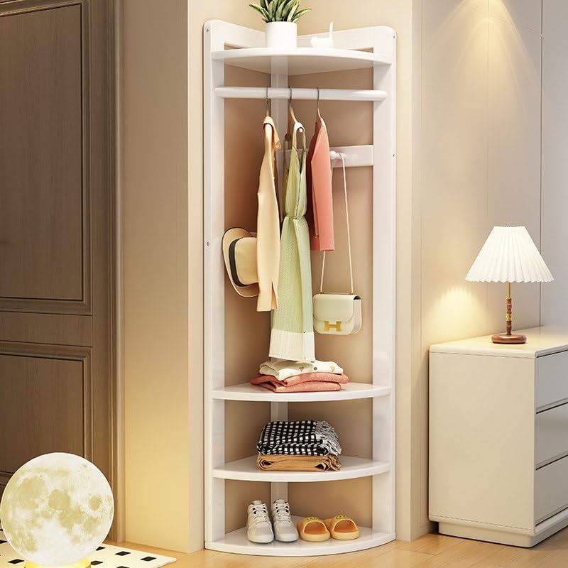 White 3-in-1 Corner Hall Tree Bench