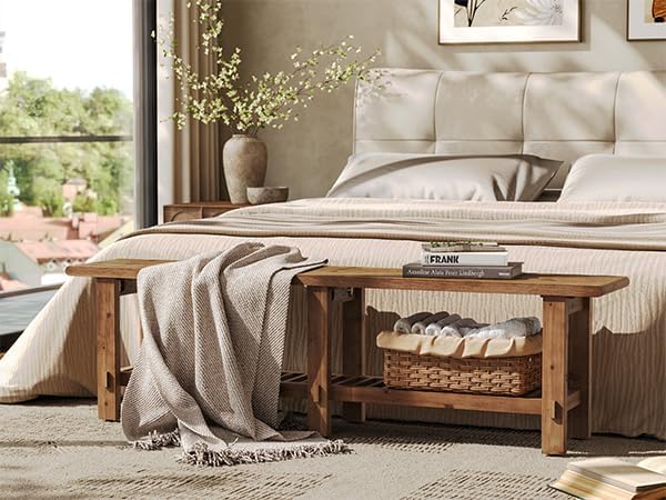 63" Brown Farmhouse Storage Shoe Bench