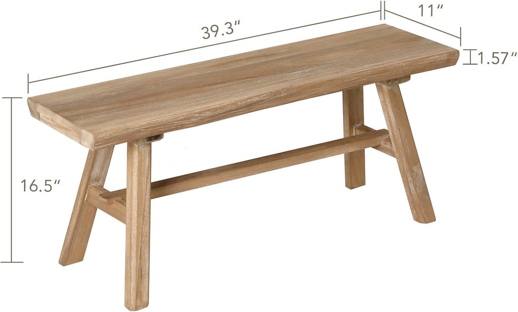 39 Inch Natural Rustic Farmhouse Wood Bench