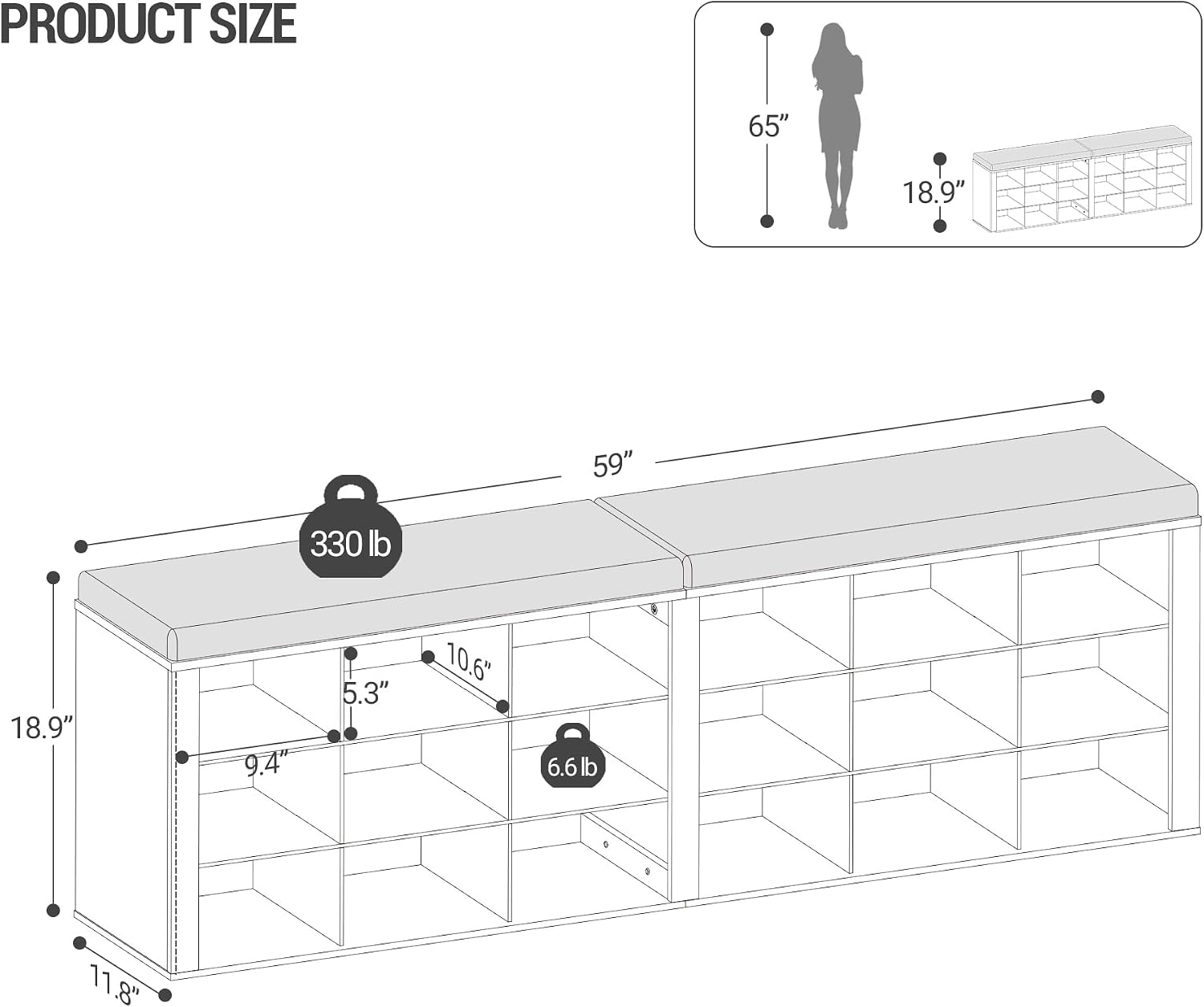White Cushioned Entryway Shoe Storage Bench
