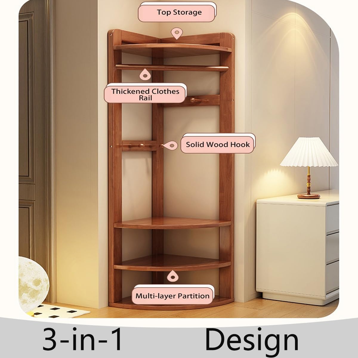 White 3-in-1 Corner Hall Tree Bench