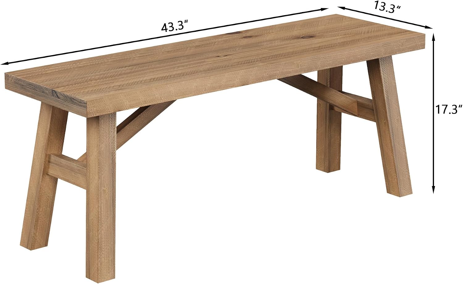 43" Natural Handcrafted Wood Bench