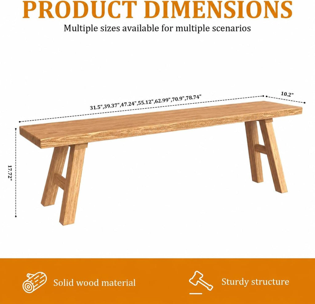 Natural Finish Rustic Elm 2-Seat Wood Bench