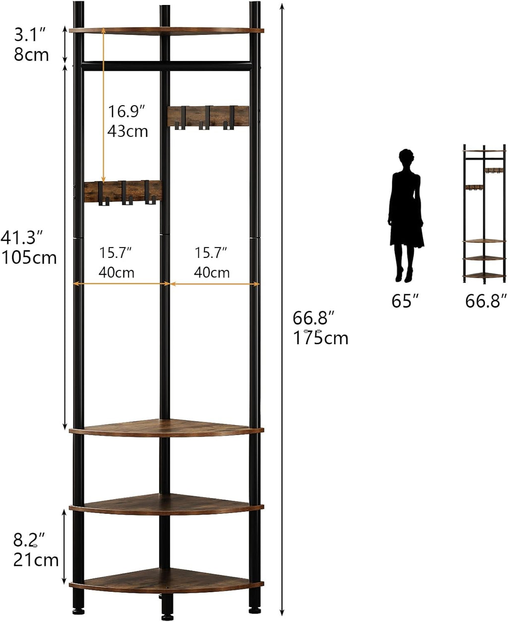 Brown Corner Hall Tree Coat Shoe Rack