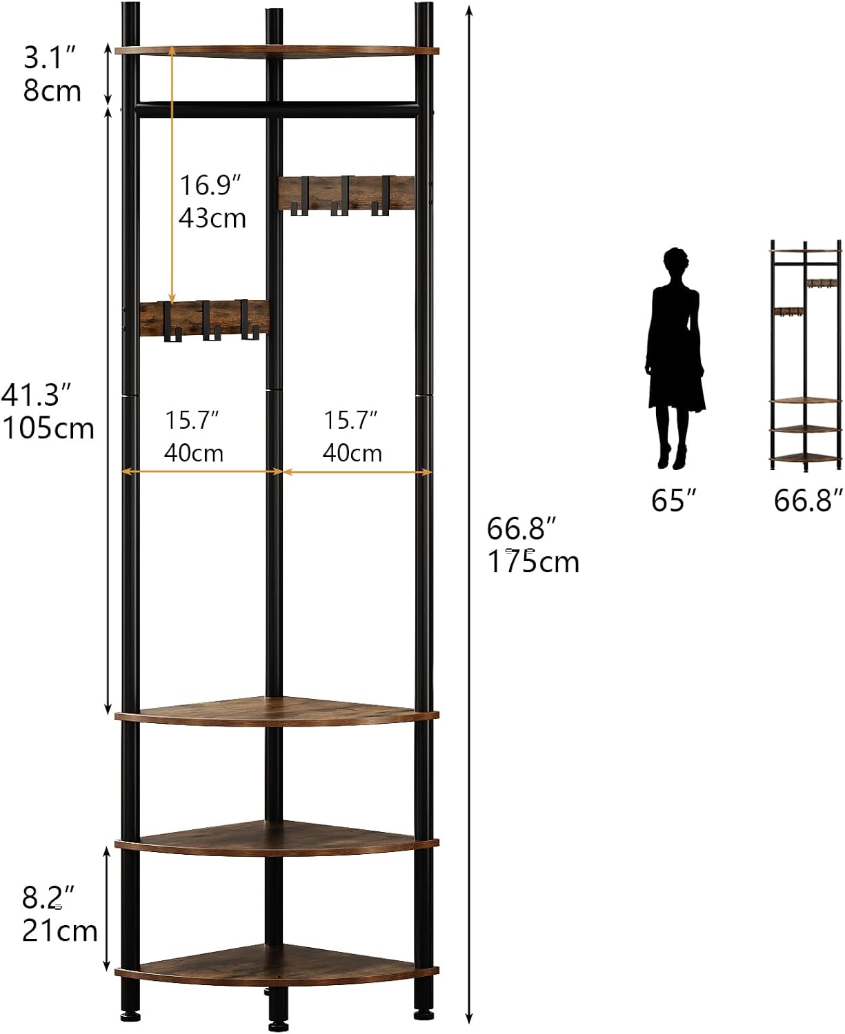 Brown Corner Hall Tree Coat Shoe Rack