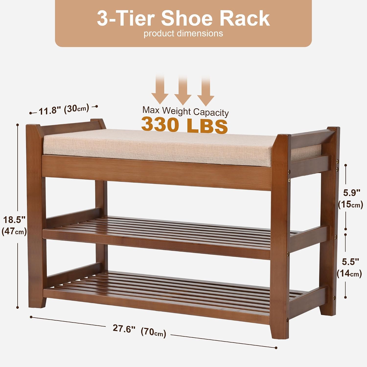 Cushioned Entryway Storage Shoe Bench