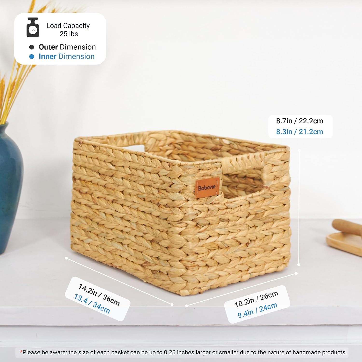 3 Pack Hyacinth Wicker Baskets