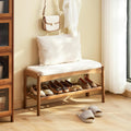 Brown Bamboo 2-Tier Cushioned Shoe Bench