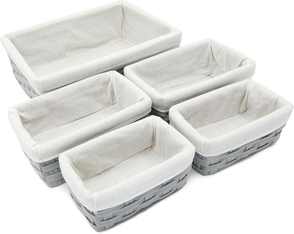 Gray Lined Wicker Nesting Baskets