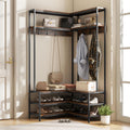 70" Brown Corner Hall Tree Bench Storage Rack