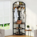 Brown Hall Tree Bench Coat Storage Rack