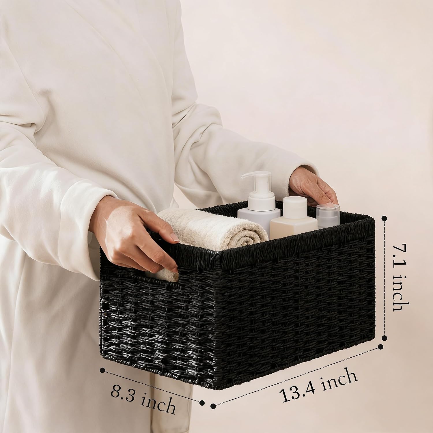 Black Foldable Wicker Storage Baskets