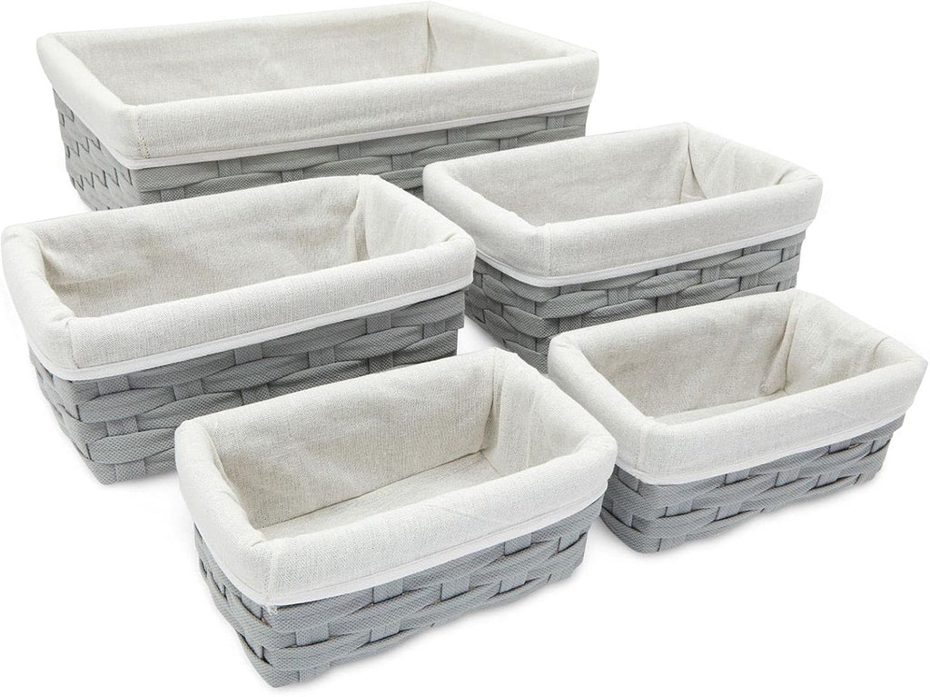 Gray Lined Wicker Nesting Baskets
