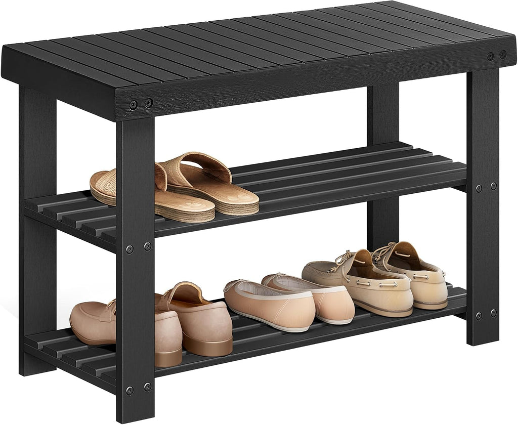 Ink Black 3-Tier Bamboo Shoe Bench