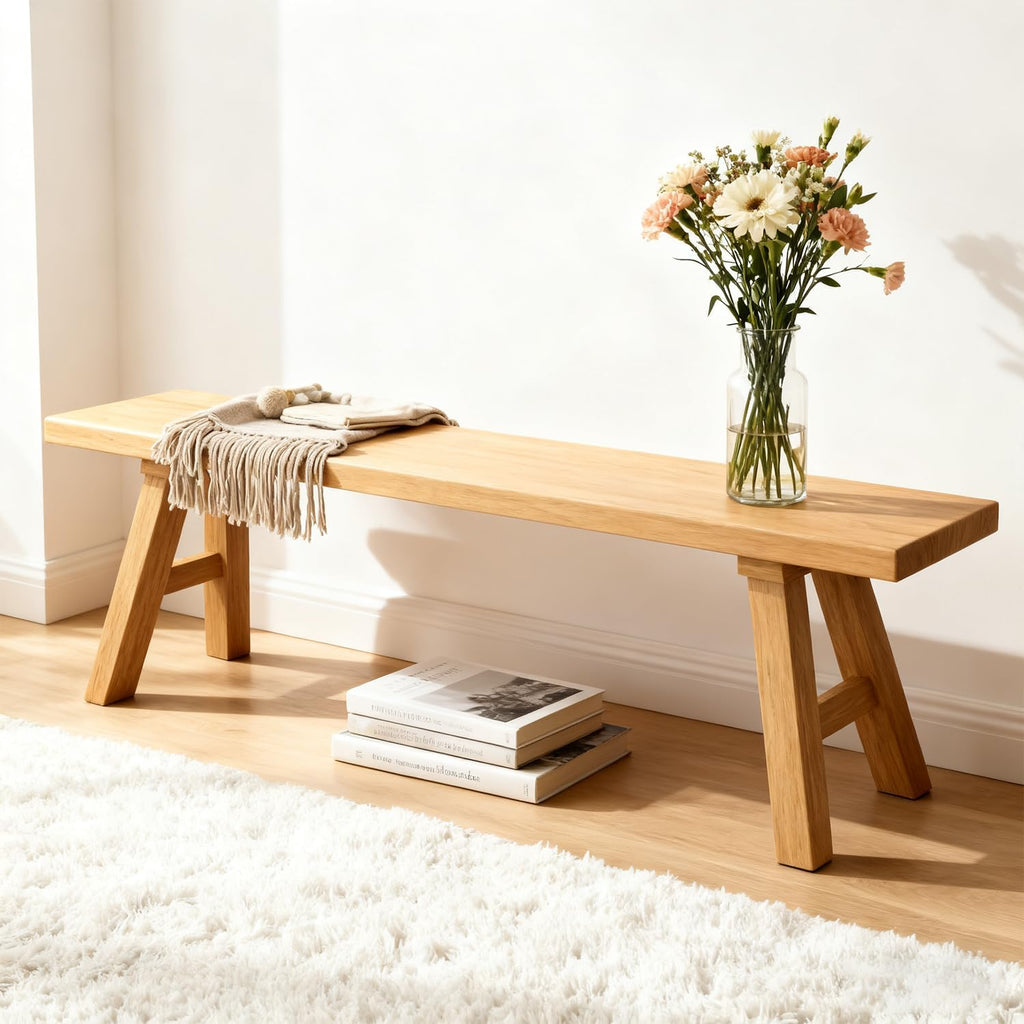 Natural Finish Rustic Elm 2-Seat Wood Bench