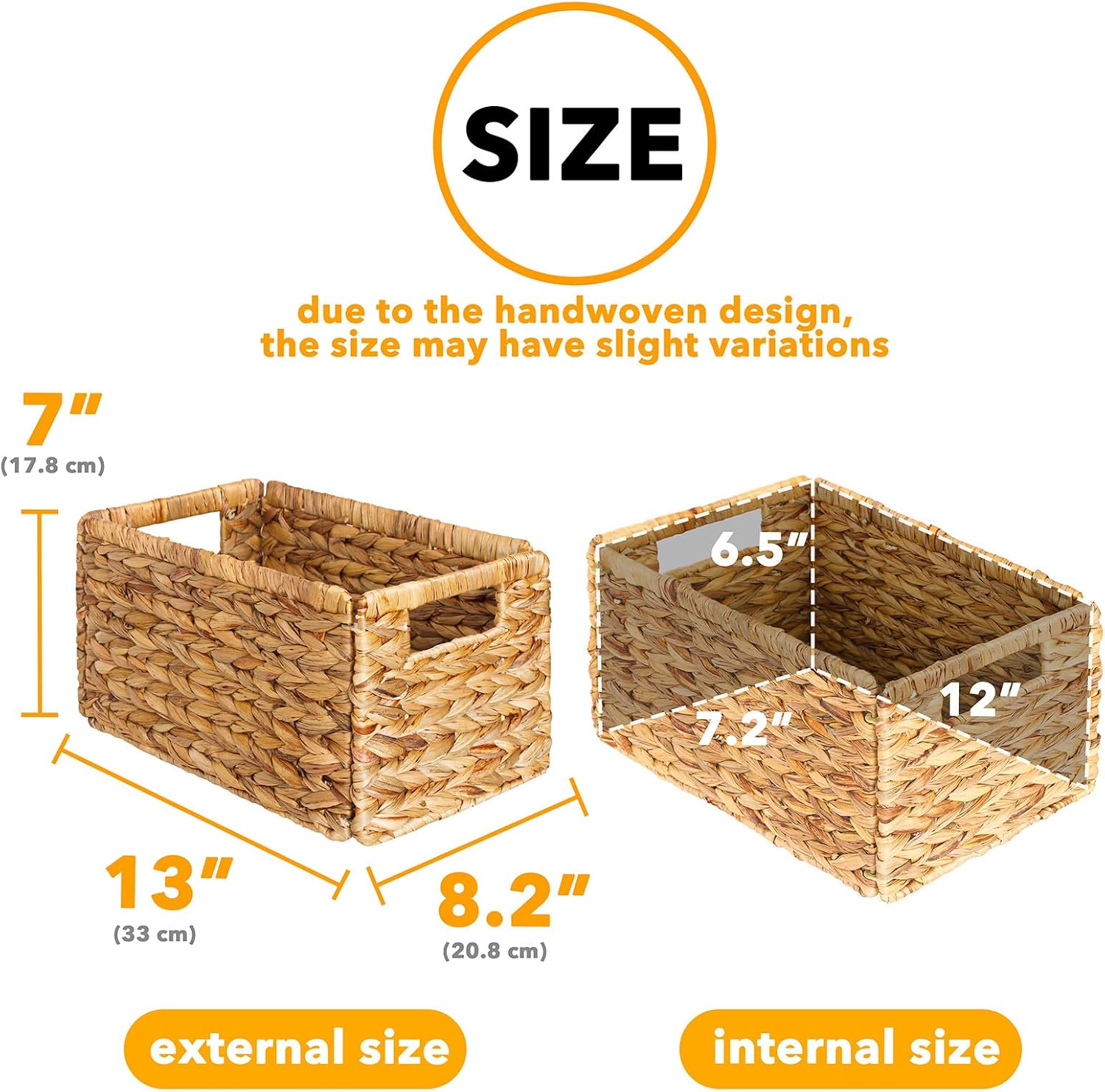 4 Pack Natural Hyacinth Cube Baskets