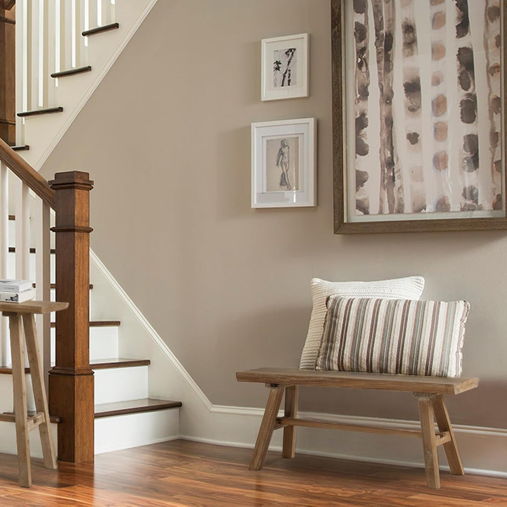 39 Inch Natural Rustic Farmhouse Wood Bench