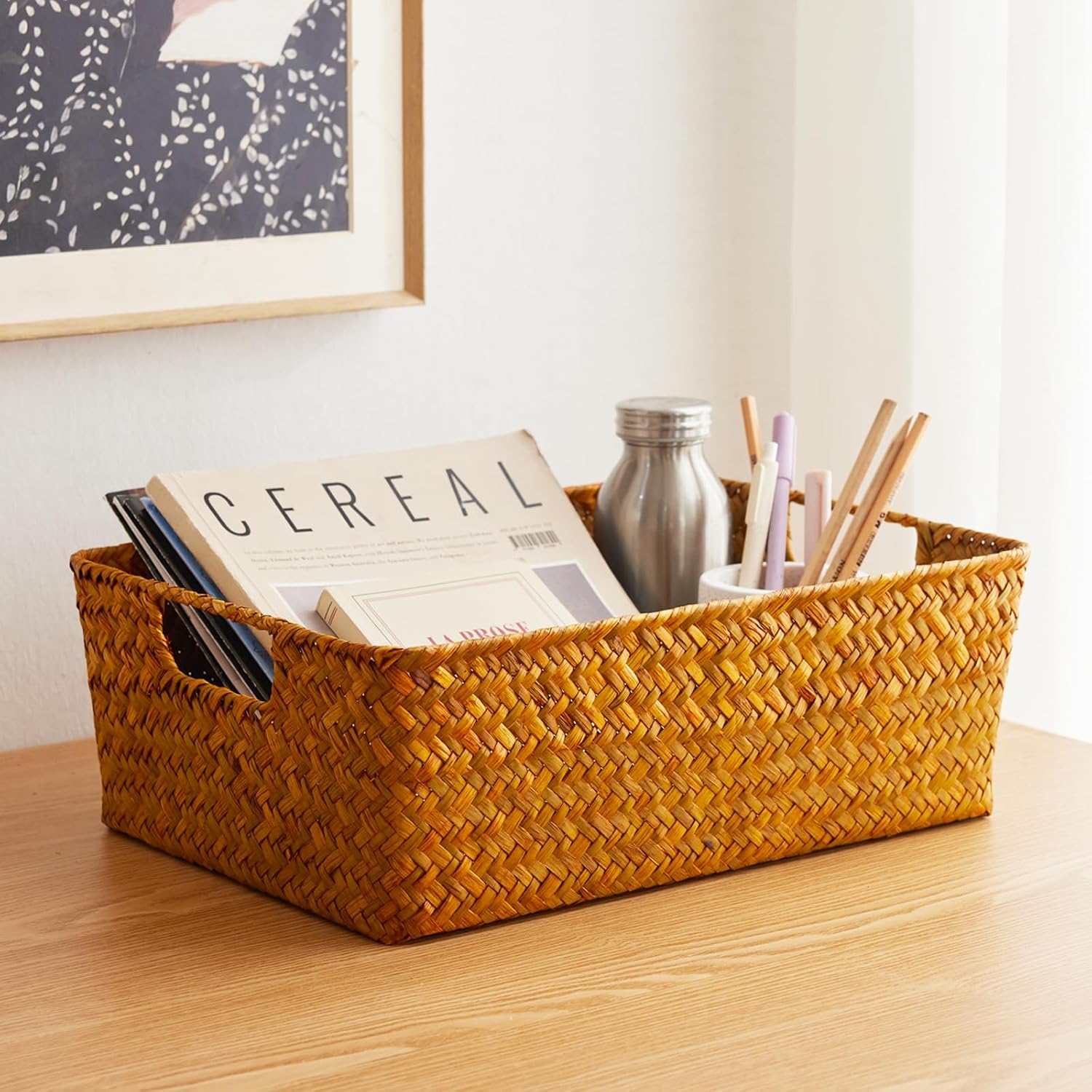 3 Pack Stackable Natural Wicker Baskets
