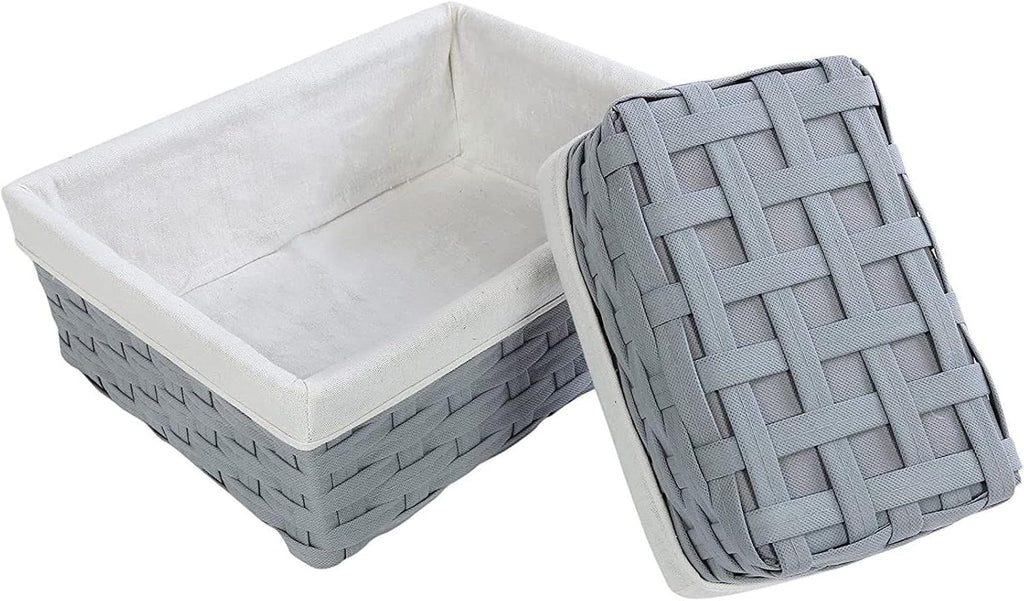 Gray Lined Wicker Nesting Baskets