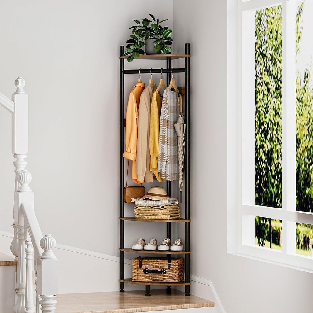 Brown Corner Hall Tree Coat Shoe Rack
