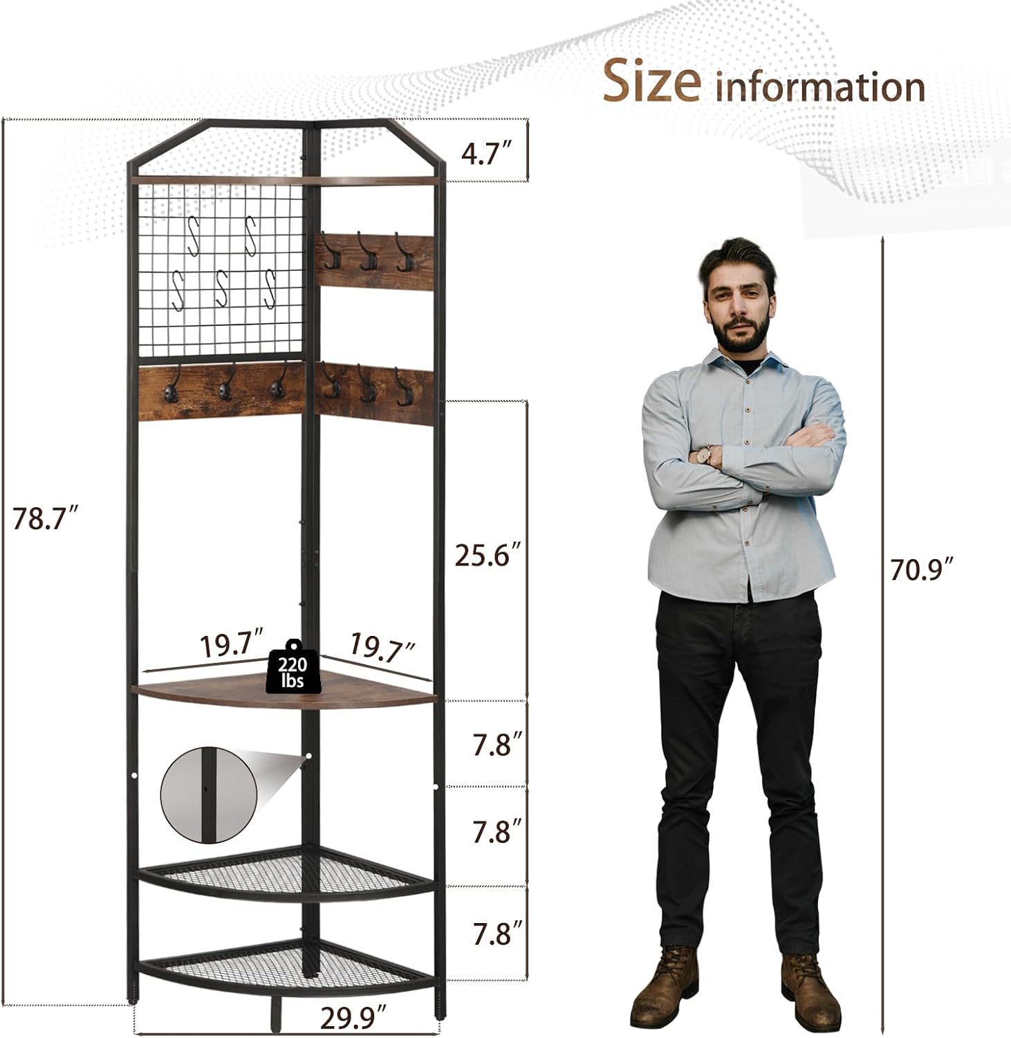 Corner Hall Tree Bench Shoe Storage Rack
