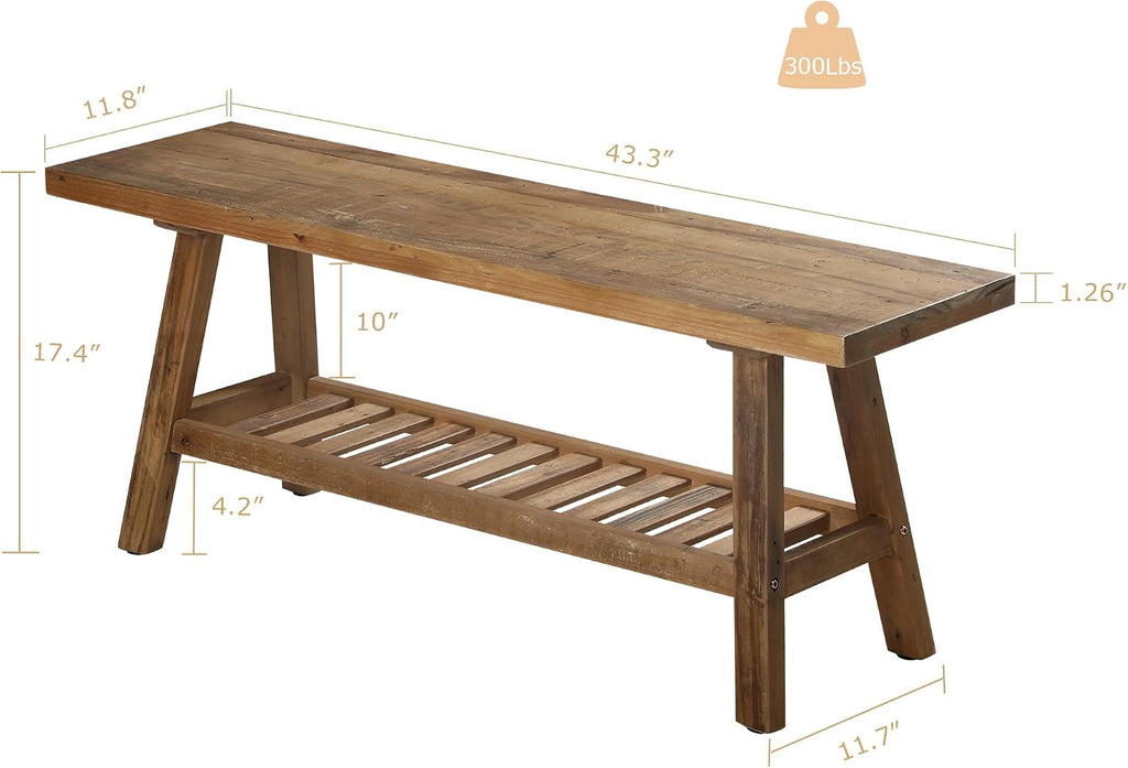 43.3" Reclaimed Wood Storage Bench