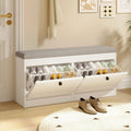 White Flip Drawer Storage Shoe Bench