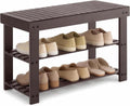 Brown 3-Tier Bamboo Shoe Bench