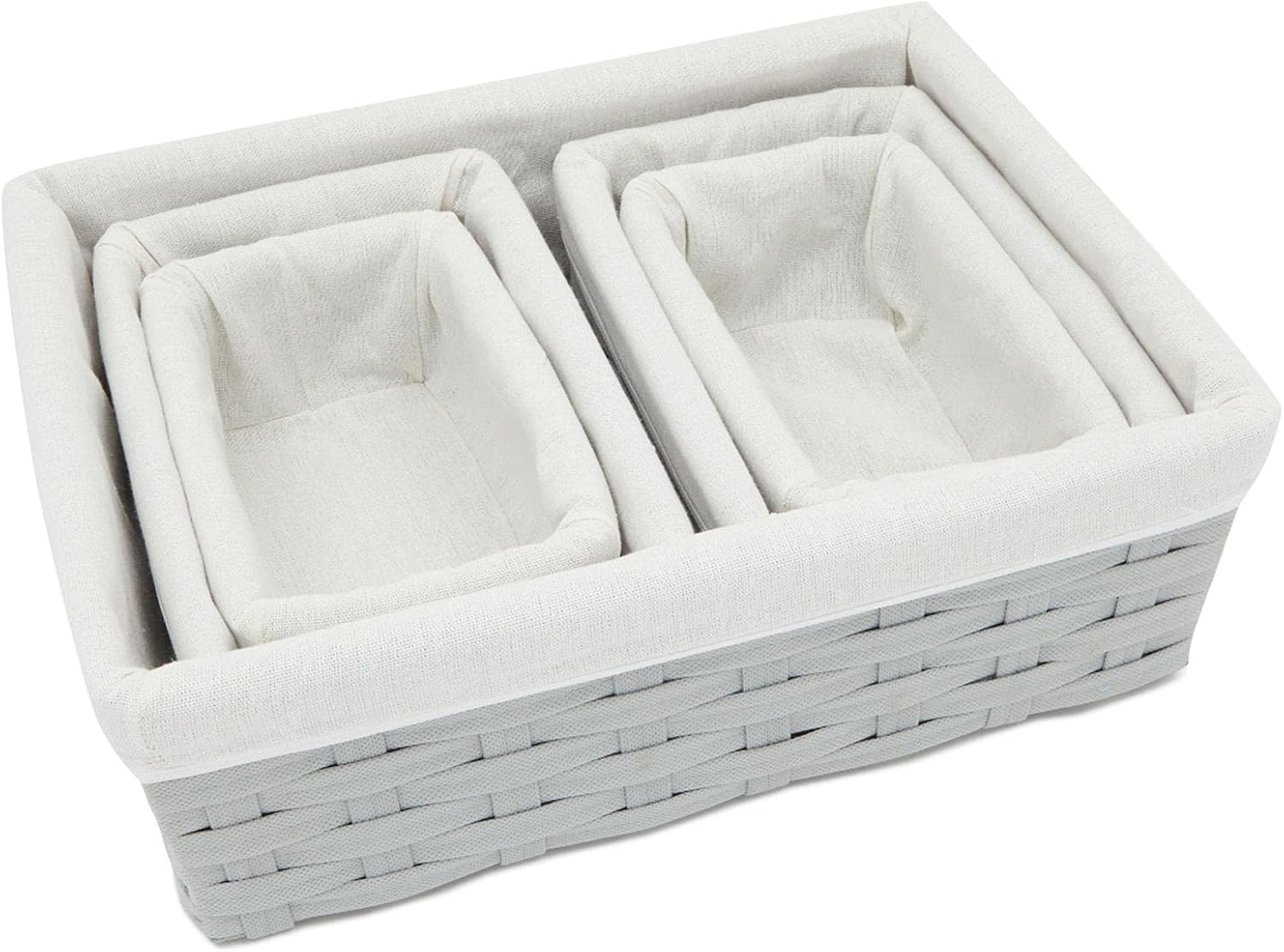 Gray Lined Wicker Nesting Baskets