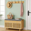 Bamboo Hall Tree Shoe Bench with Hooks