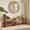 63" Brown Farmhouse Storage Shoe Bench