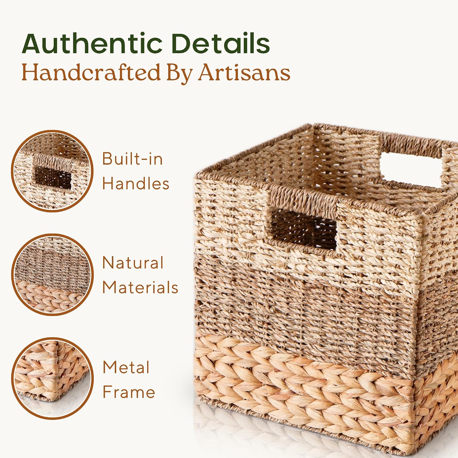 4 Pack Foldable Cube Wicker Baskets