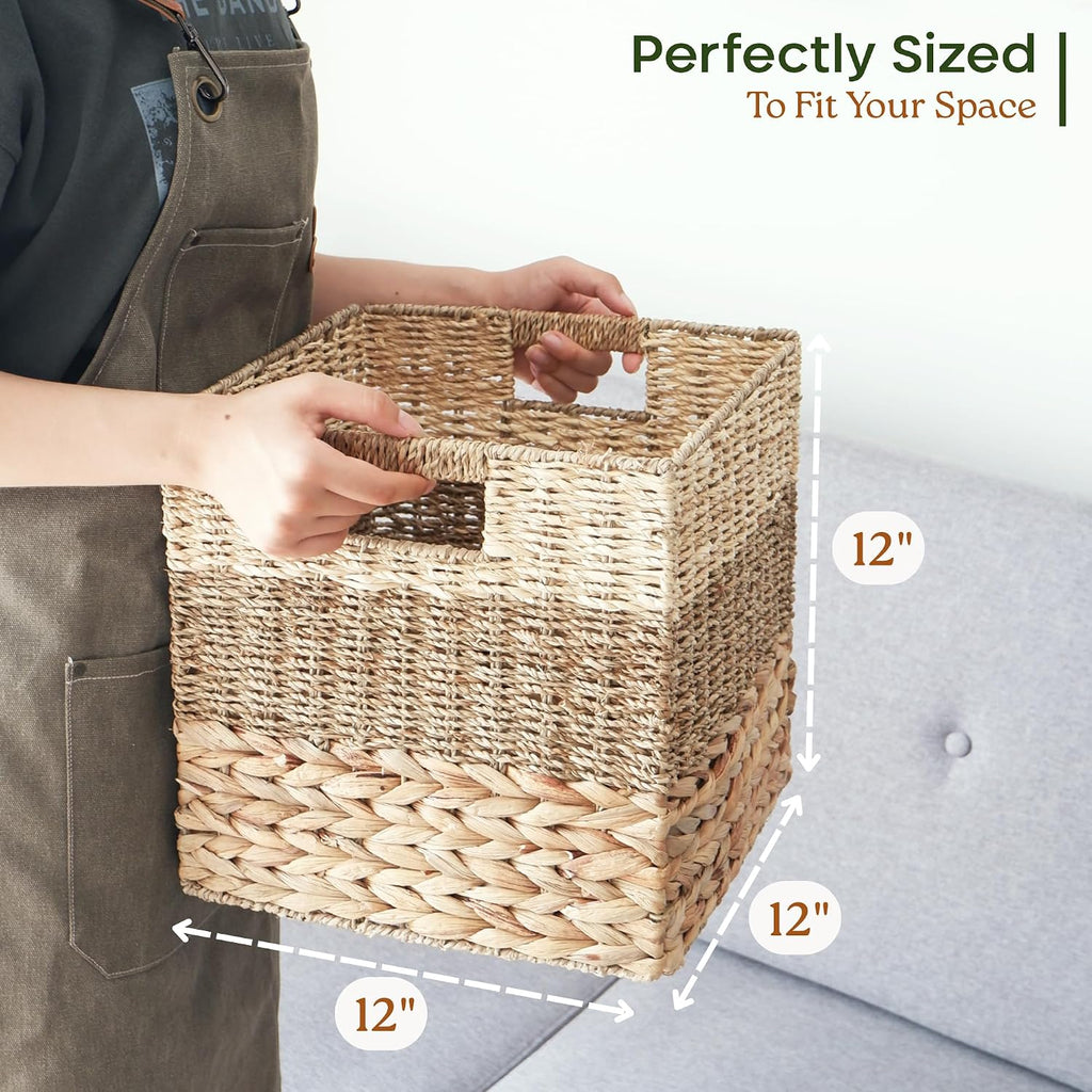 4 Pack Foldable Cube Wicker Baskets