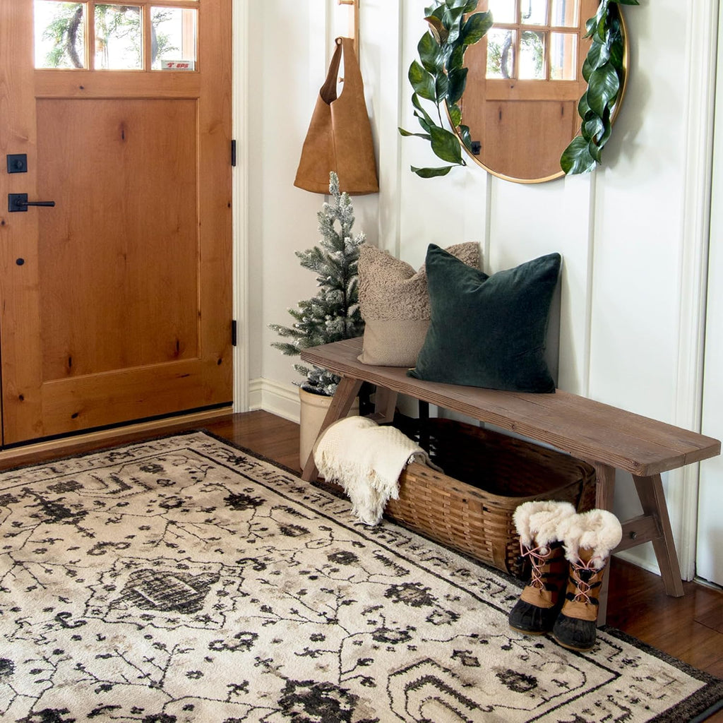 47 Inch Brown Farmhouse Solid Wood Bench