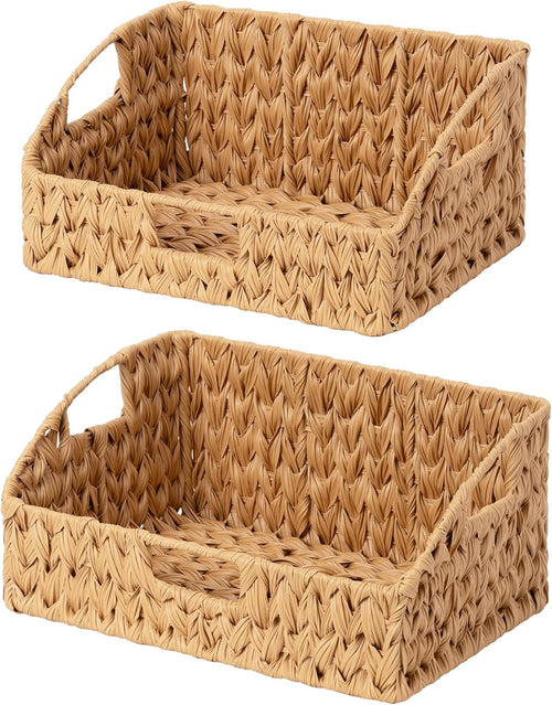 2 Pack Natural Trapezoid Wicker Baskets