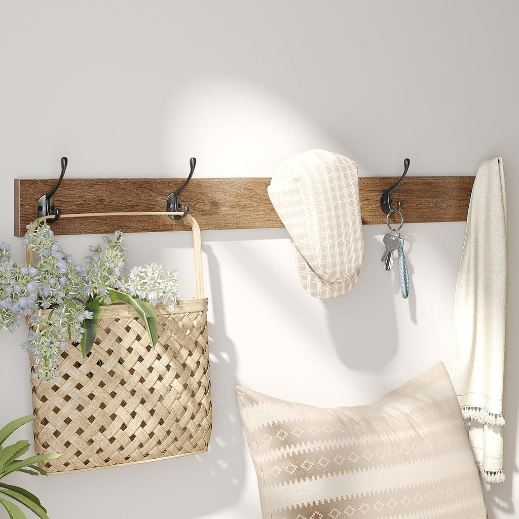 Rustic Oak Rattan Hall Tree Shoe Bench