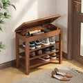 Mid-Century Rubberwood 3-Tier Shoe Bench