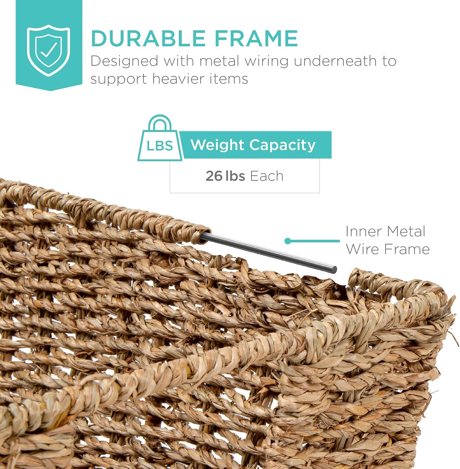 4 Pack Natural Stackable Seagrass Baskets
