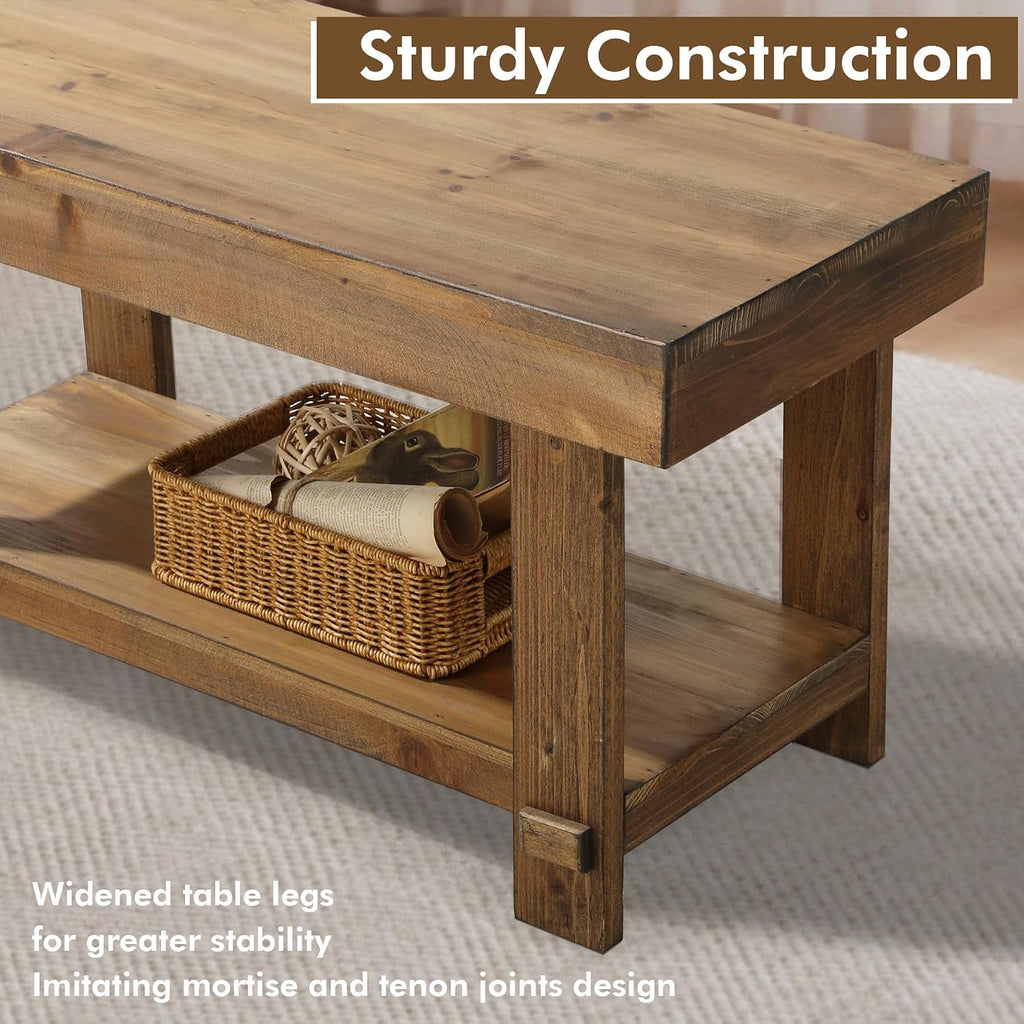 42.6" Natural Farmhouse Storage Bench