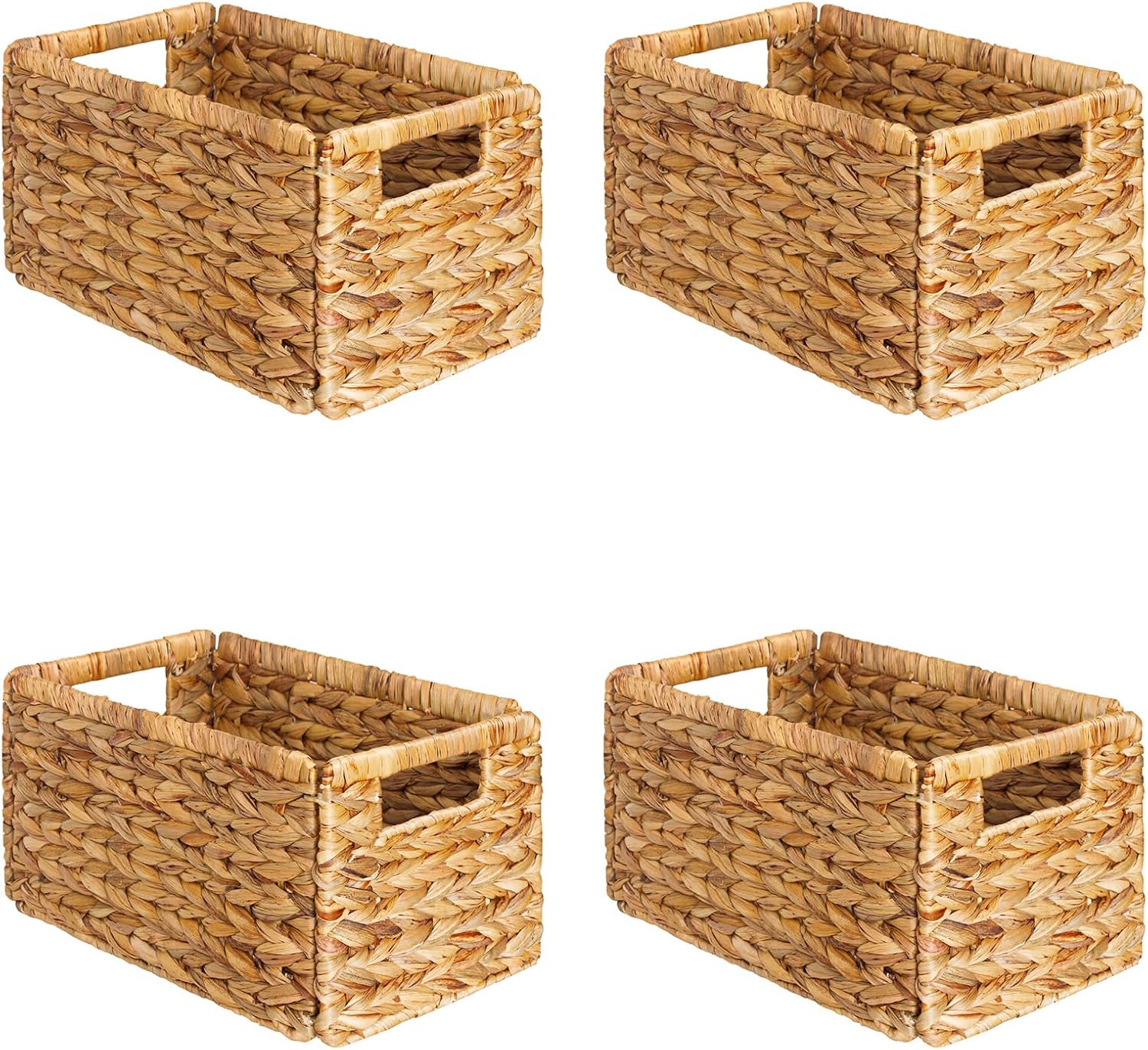 4 Pack Natural Hyacinth Cube Baskets