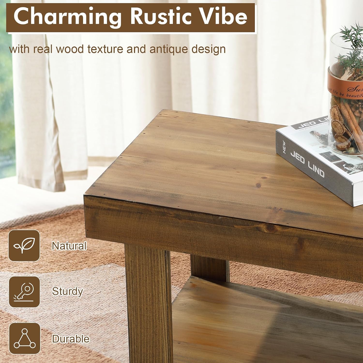 42.6" Natural Farmhouse Storage Bench