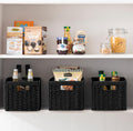 Black Foldable Wicker Storage Baskets