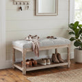 Gray Tufted 1-Seat Storage Shoe Bench