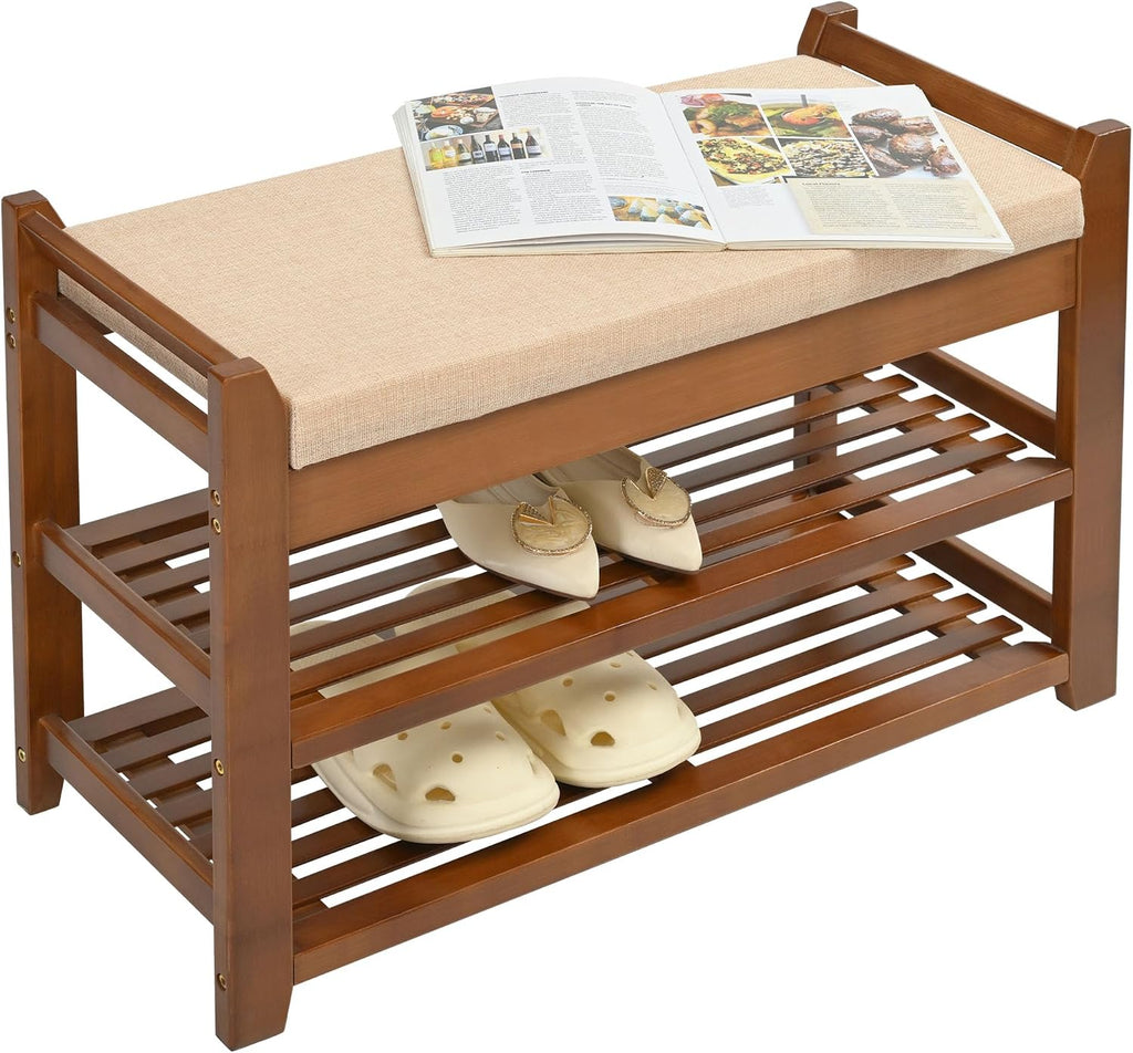 Cushioned Entryway Storage Shoe Bench
