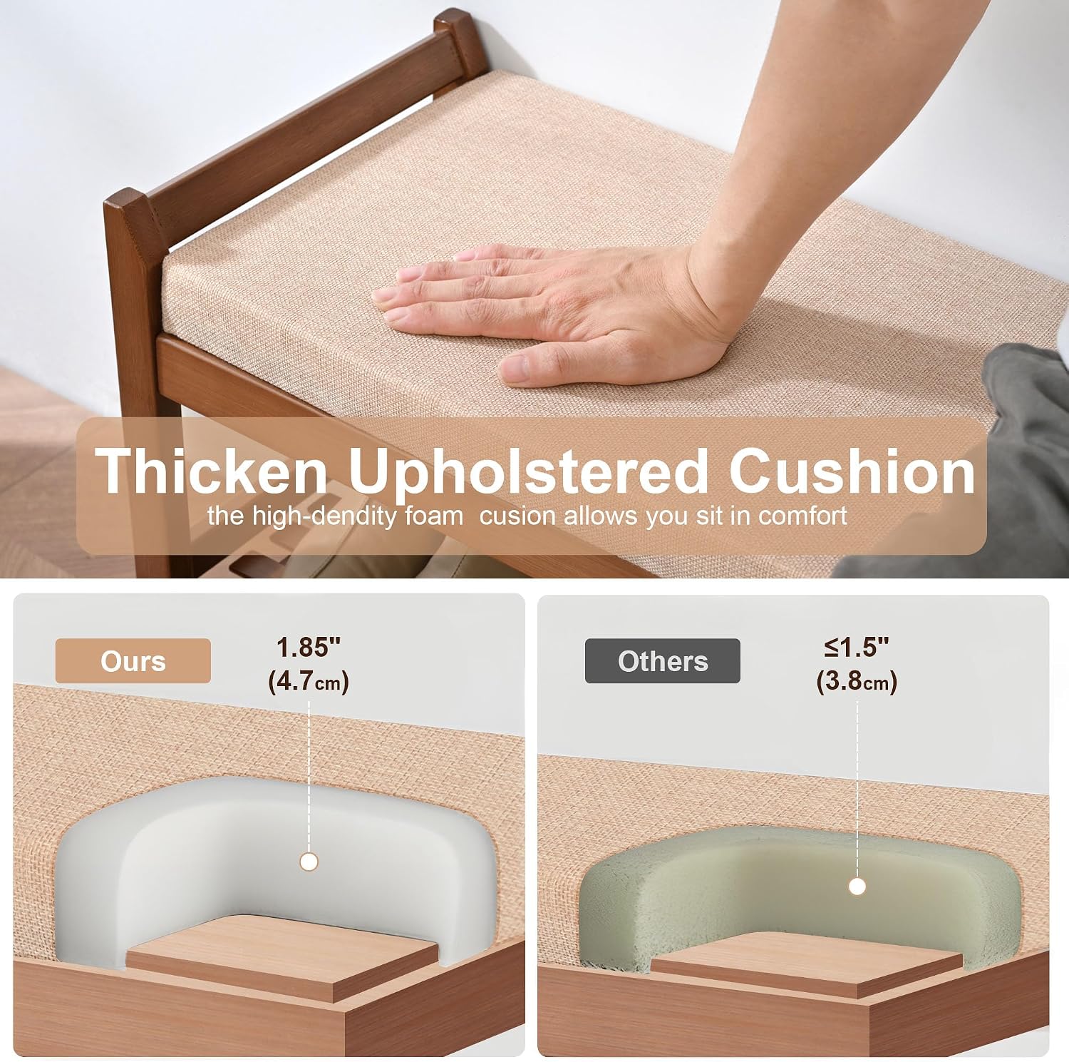 Cushioned Entryway Storage Shoe Bench