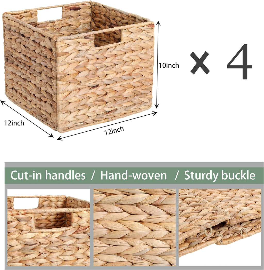 4 Pack Foldable Hyacinth Cube Baskets