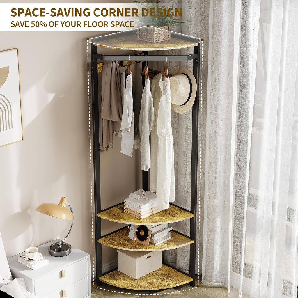 Brown Black Corner Hall Tree Rack