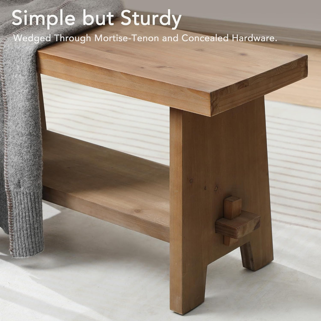 31.5" Brown Farmhouse Storage Bench