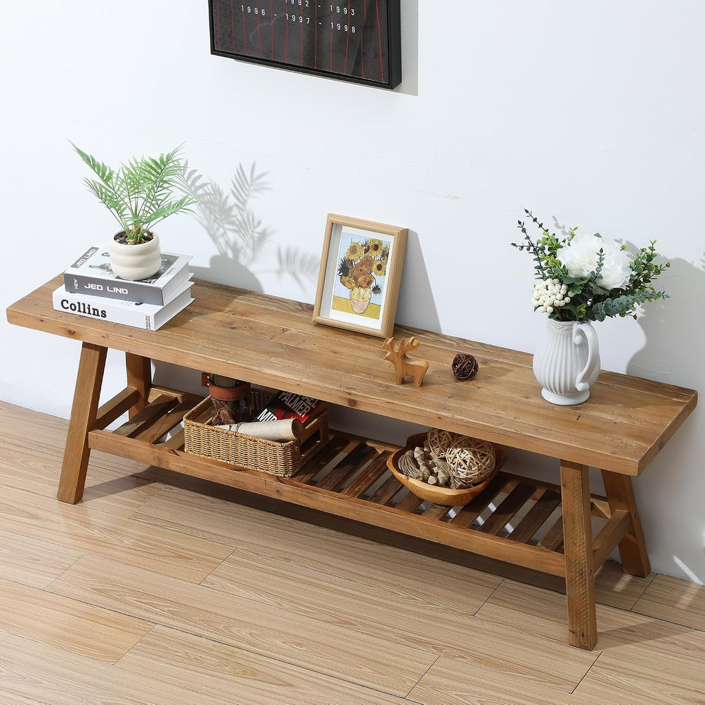 55" Reclaimed Wood Farmhouse Bench