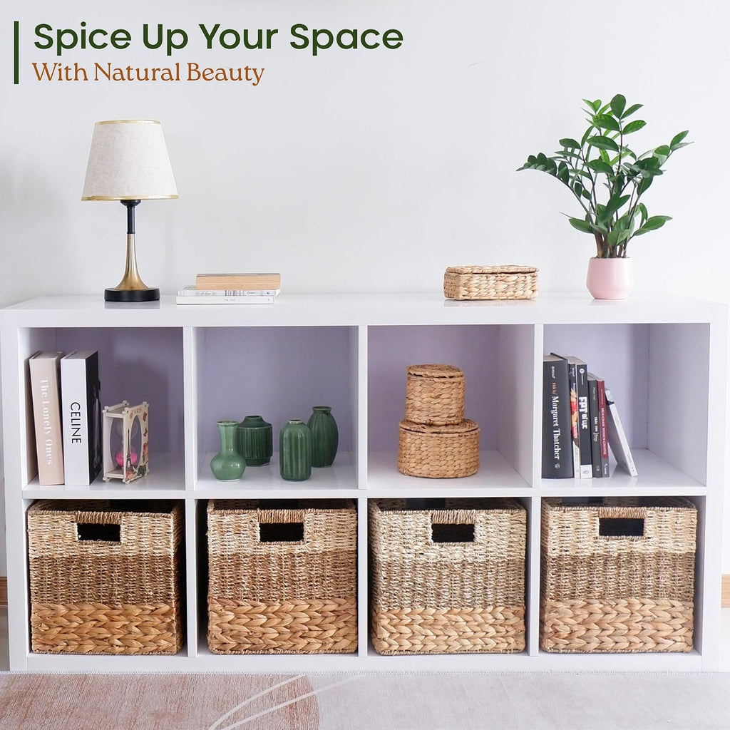 4 Pack Foldable Cube Wicker Baskets